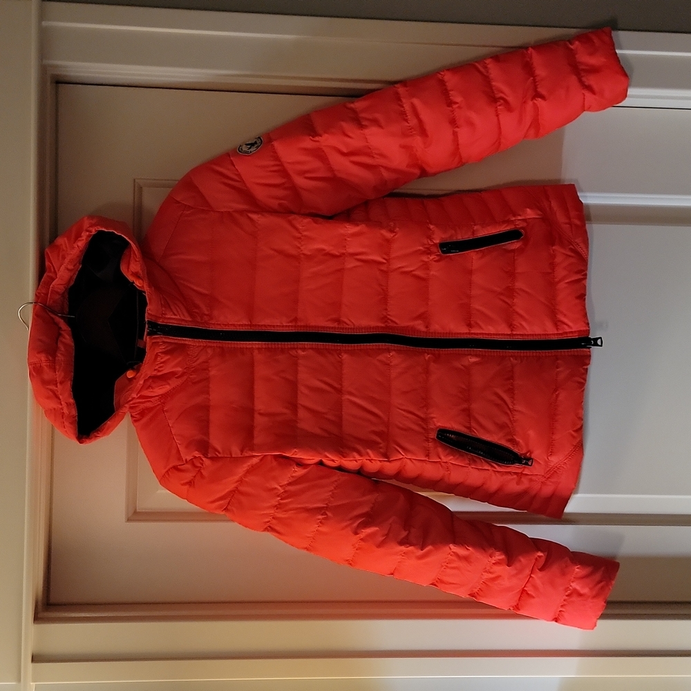 American Eagle Jacket, womens sz medium, bright orange/navy